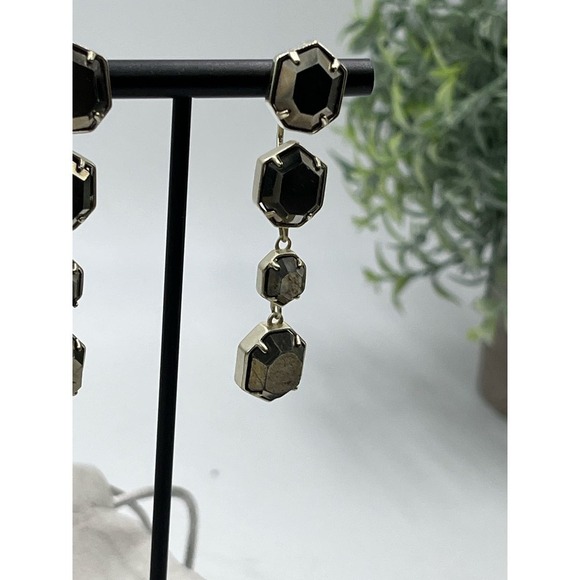 Kendra Scott Ruthie Studs Dangle Drop Gold Plated Pyrite 2 in 1 Earrings - Picture 4 of 15